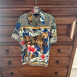 Tropical Leopard Print Men's Shirt